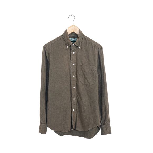 Gitman Bros Vintage Men's Flannel Shirt Olive Brown Cotton size Small - Picture 1 of 7